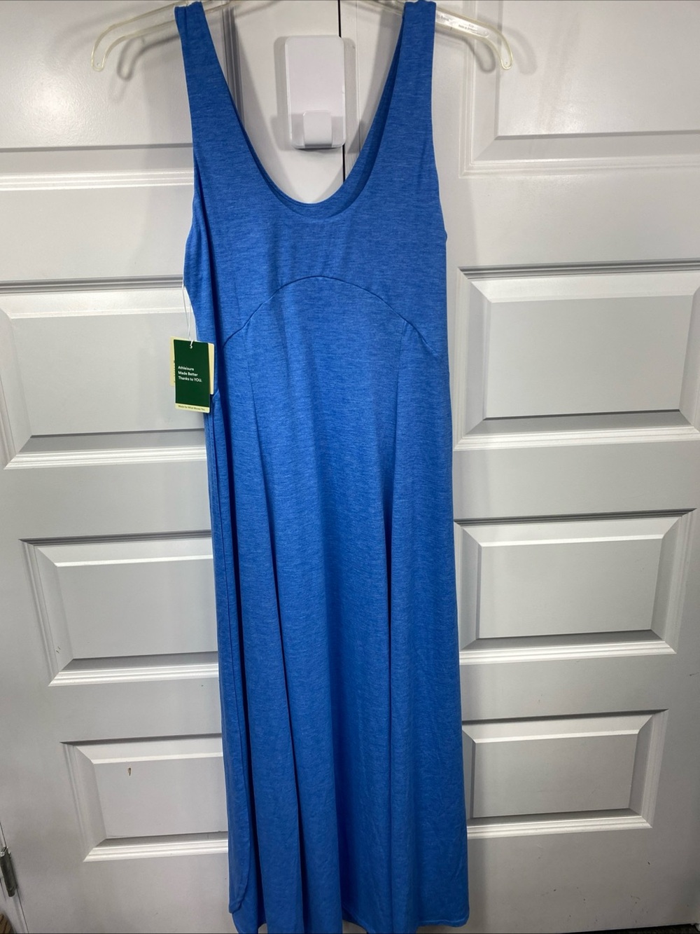 Halara U Neck Flowy Maxi Casual Tank Dress Blue Medium Side Slits Athleisure